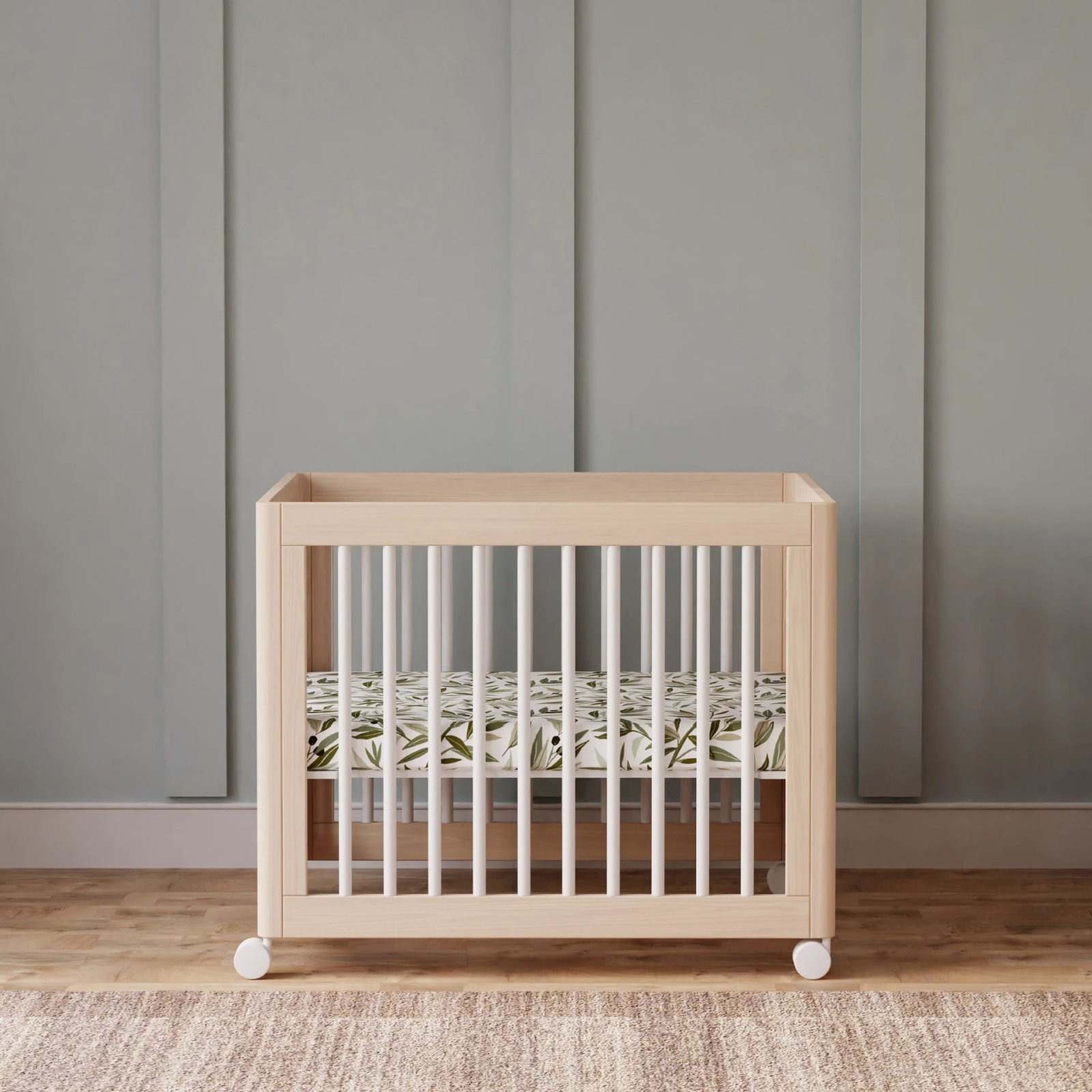 Yuzu 8 in 1 Convertible Crib with All Stages Conversion Kit - Washed Natural/White