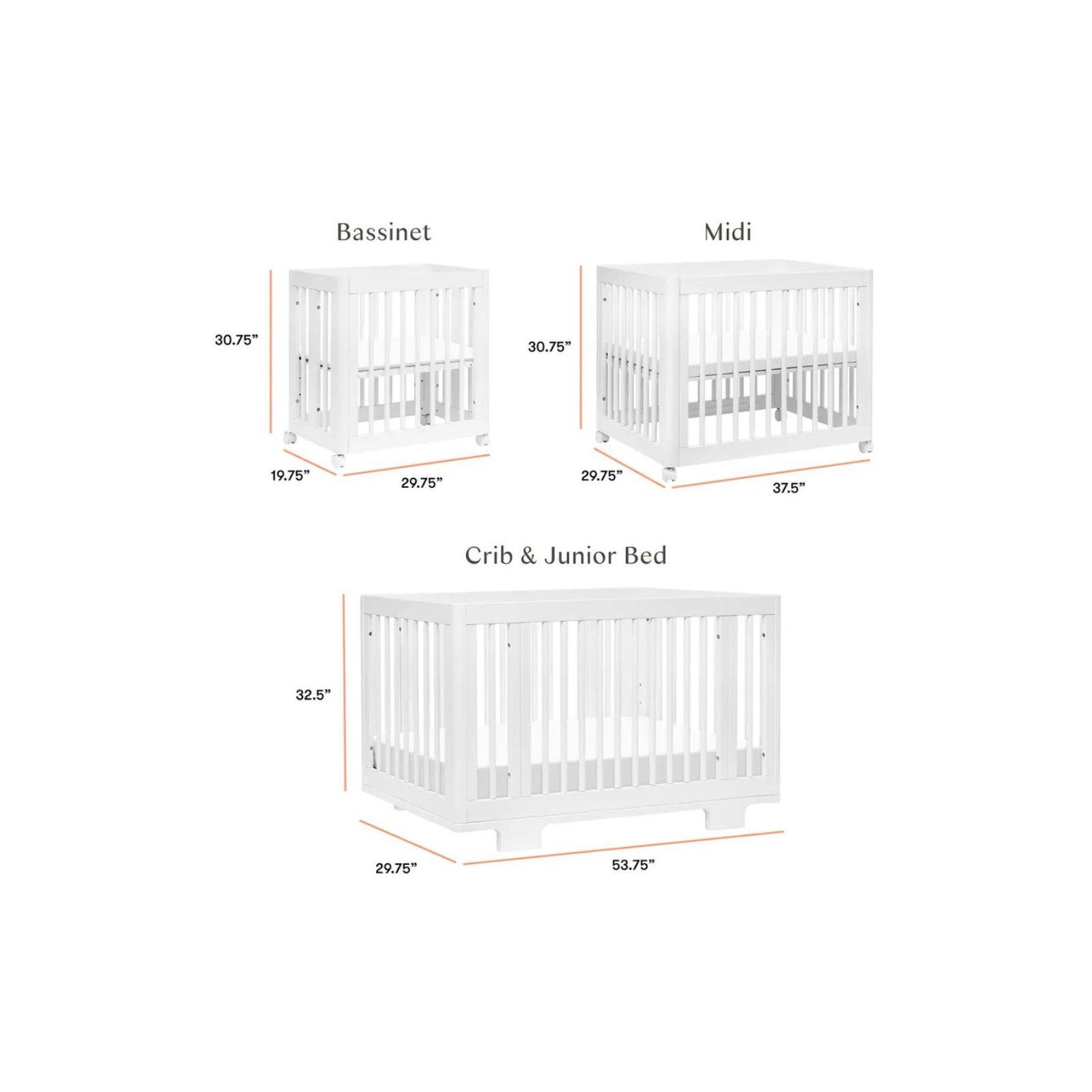 Yuzu 8 in 1 Convertible Crib with All Stages Conversion Kit - White