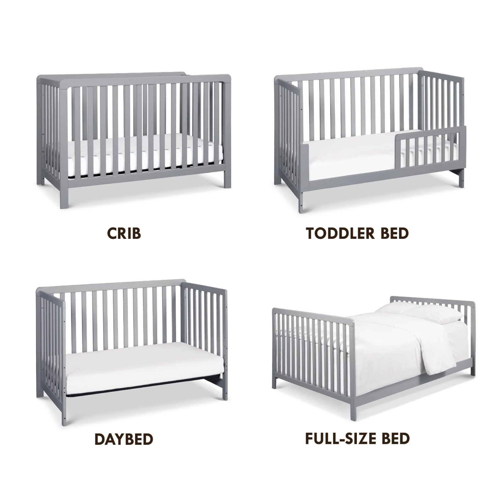 Colby 4-in-1 Low Profile Convertible Crib - Grey