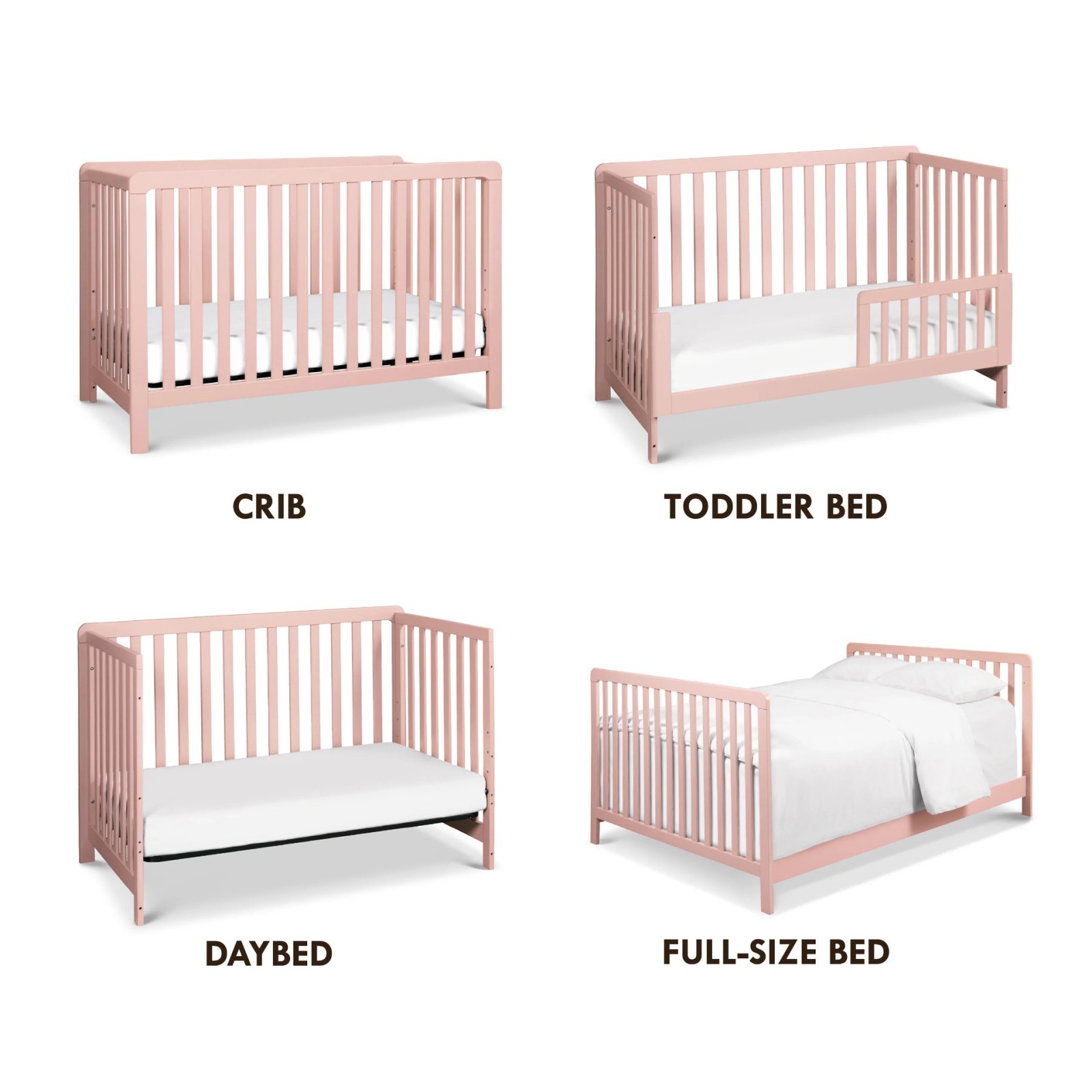 Colby 4-in-1 Low Profile Convertible Crib - Petal Pink