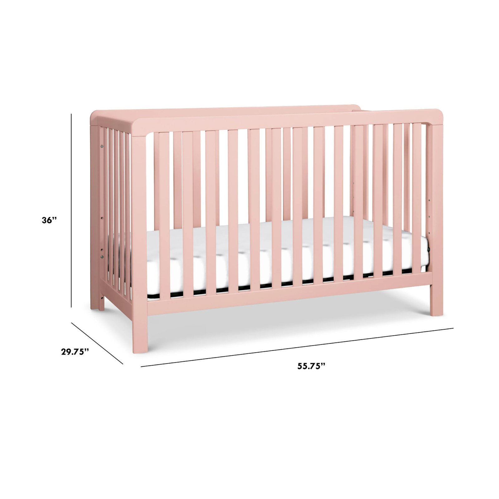 Colby 4-in-1 Low Profile Convertible Crib - Petal Pink