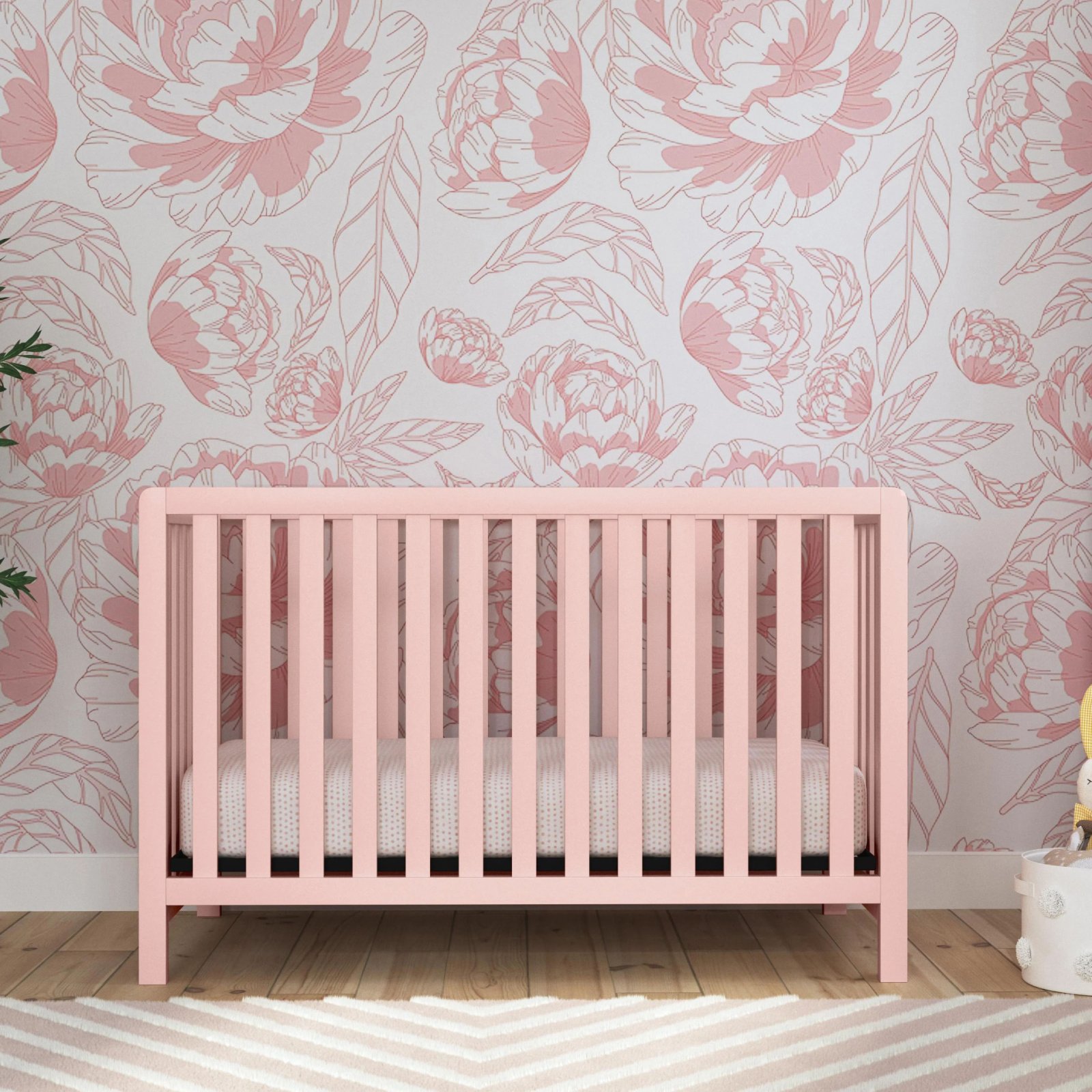 Colby 4-in-1 Low Profile Convertible Crib - Petal Pink