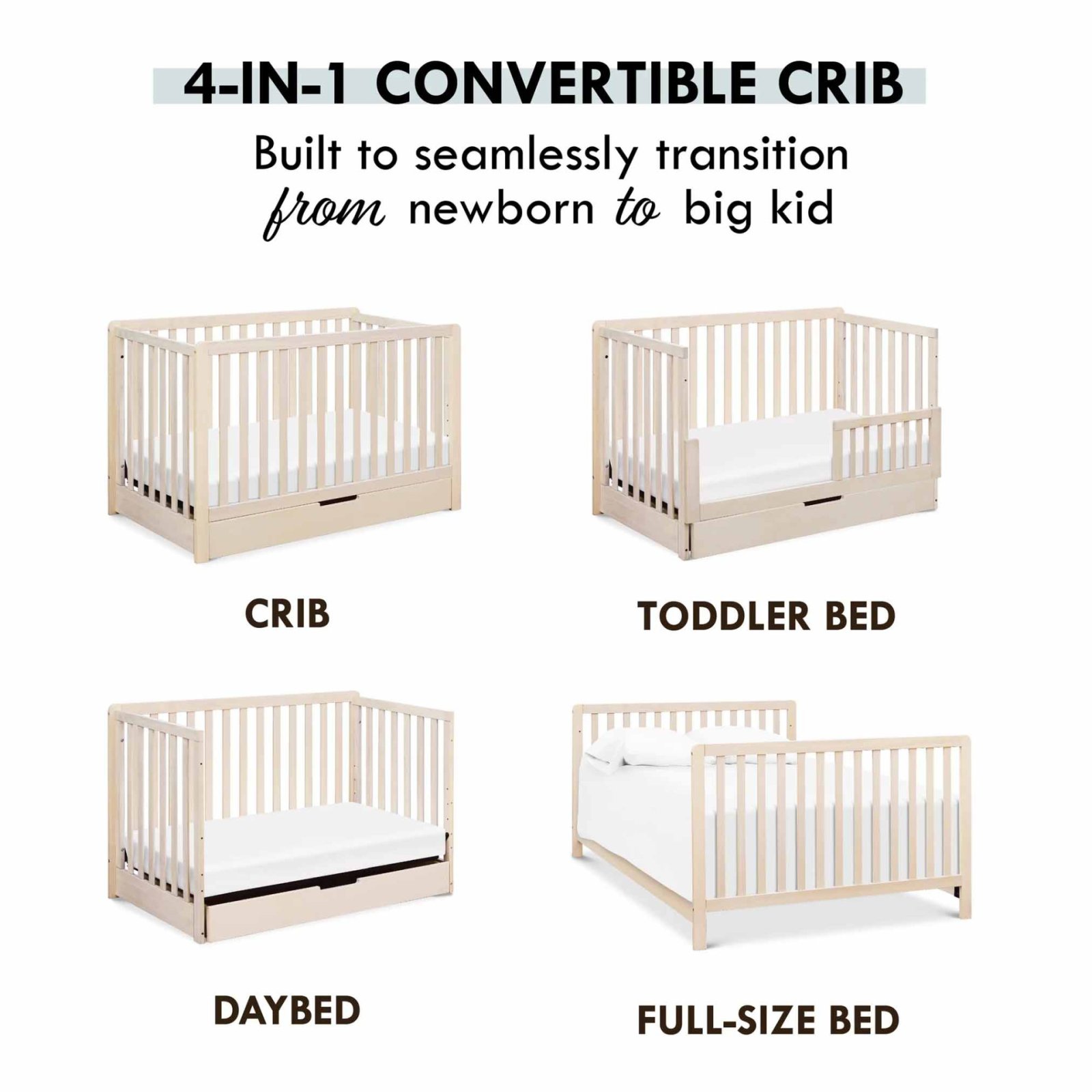 Colby 4 In 1 Convertible Crib with Trundle Drawer