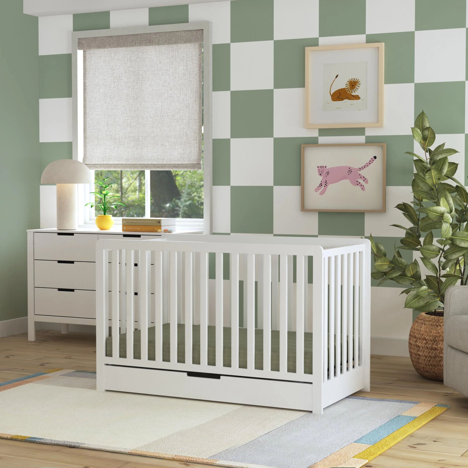 Colby 4 In 1 Convertible Crib with Trundle Drawer White