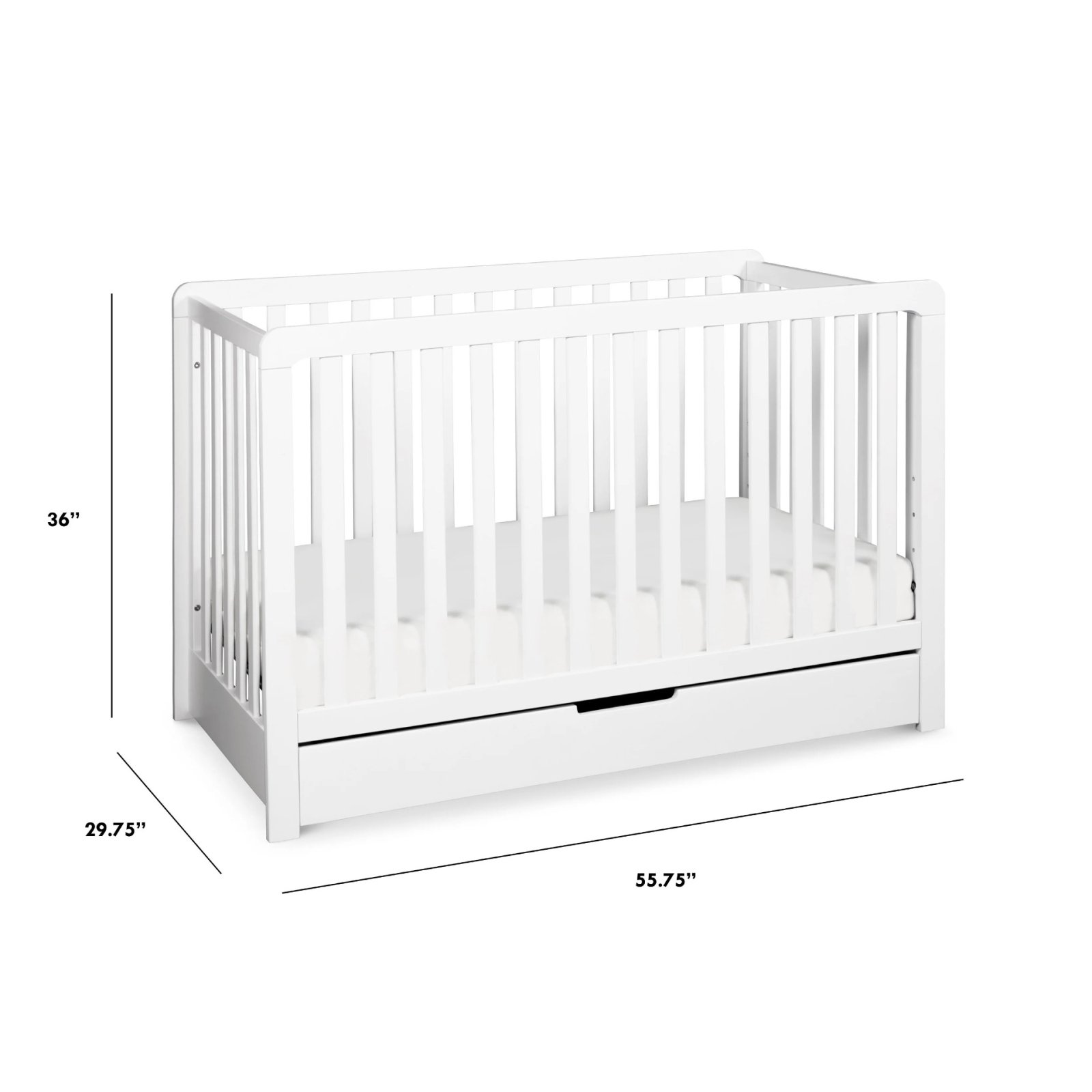 Colby 4 In 1 Convertible Crib with Trundle Drawer White