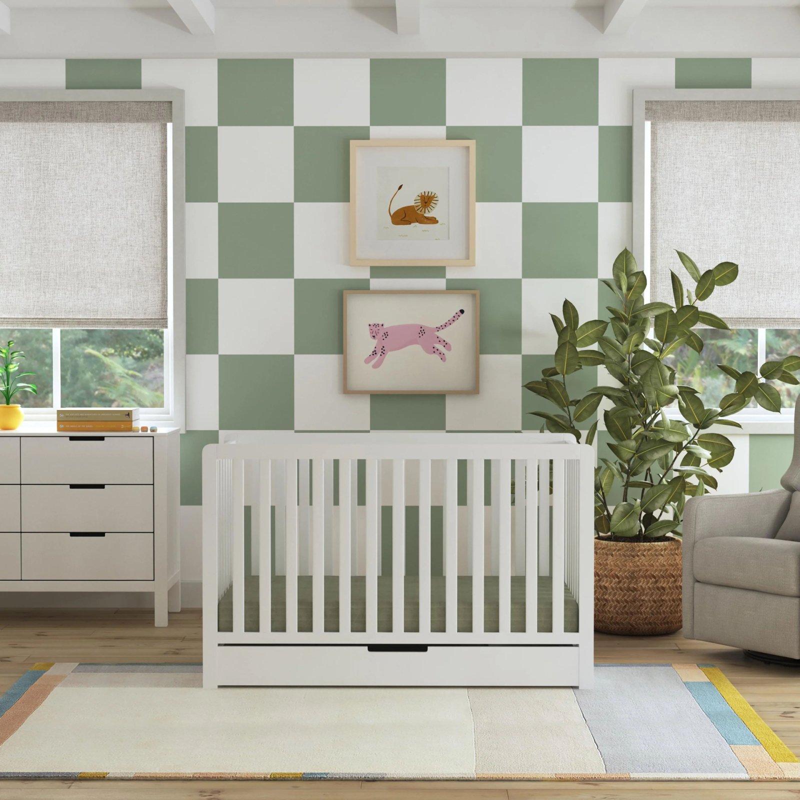 Colby 4 In 1 Convertible Crib with Trundle Drawer White