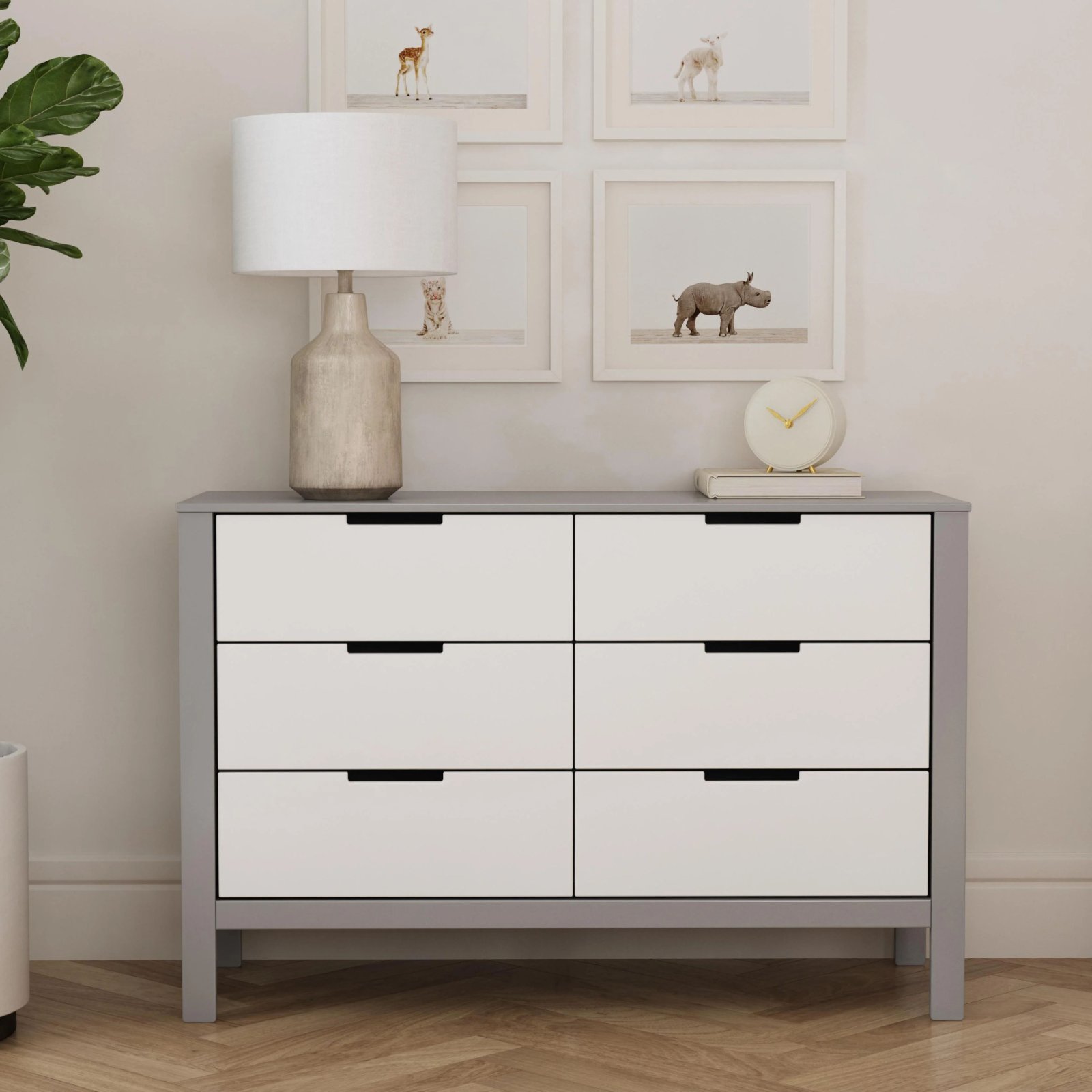 Colby 6 Draw Dresser -Grey/White