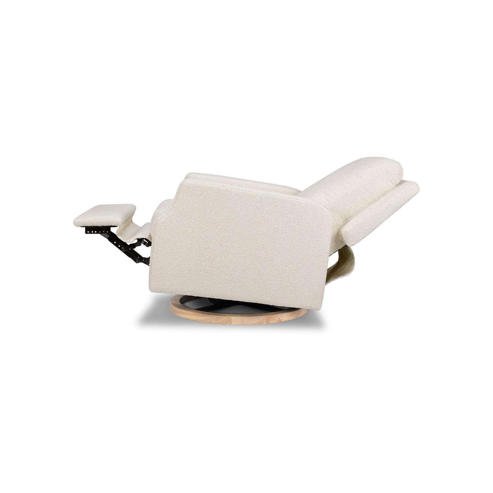 Crewe Recliner and Swivel Glider Ivory Boucle with Light Wood base