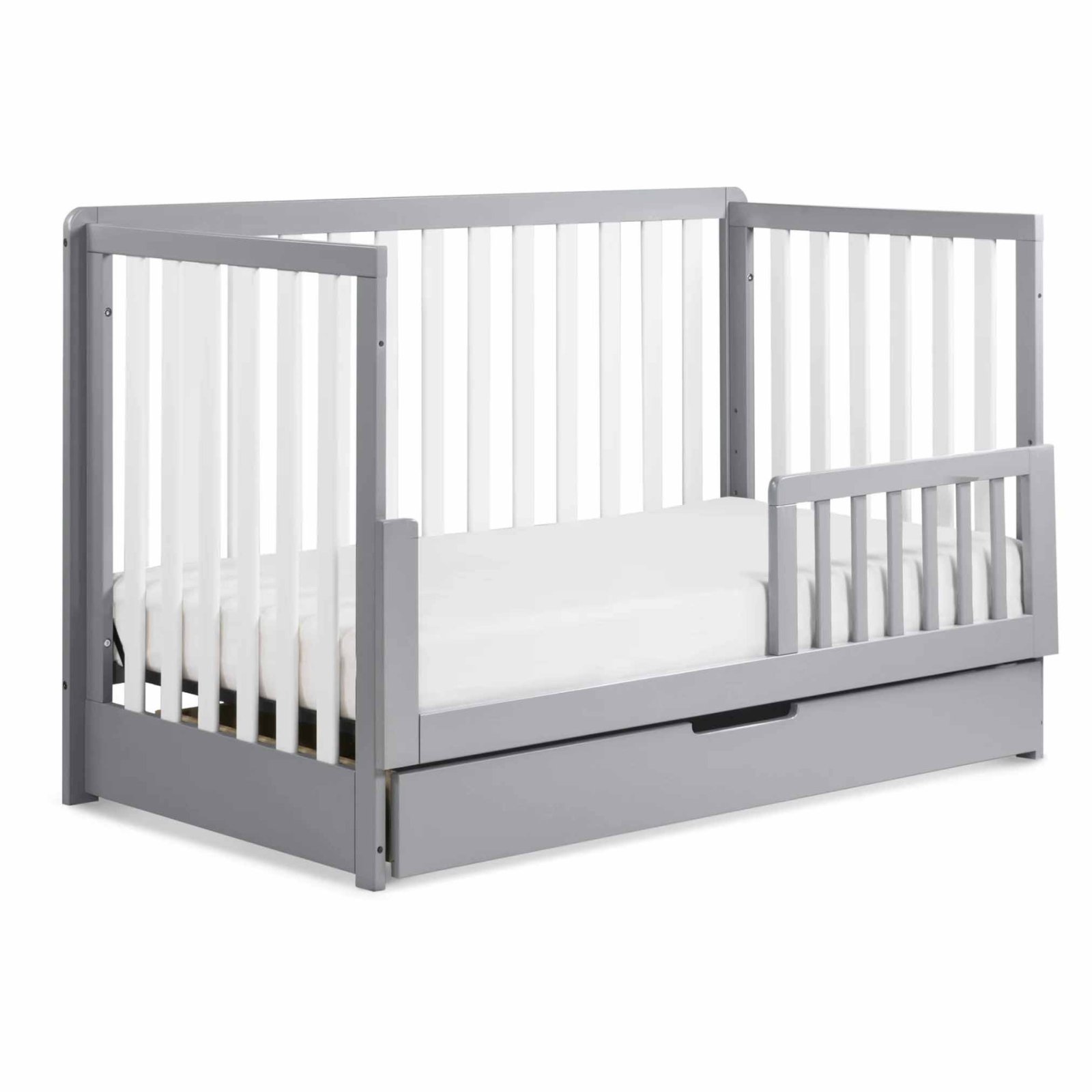 Colby 4 In 1 Convertible Crib with Trundle Drawer - Grey White