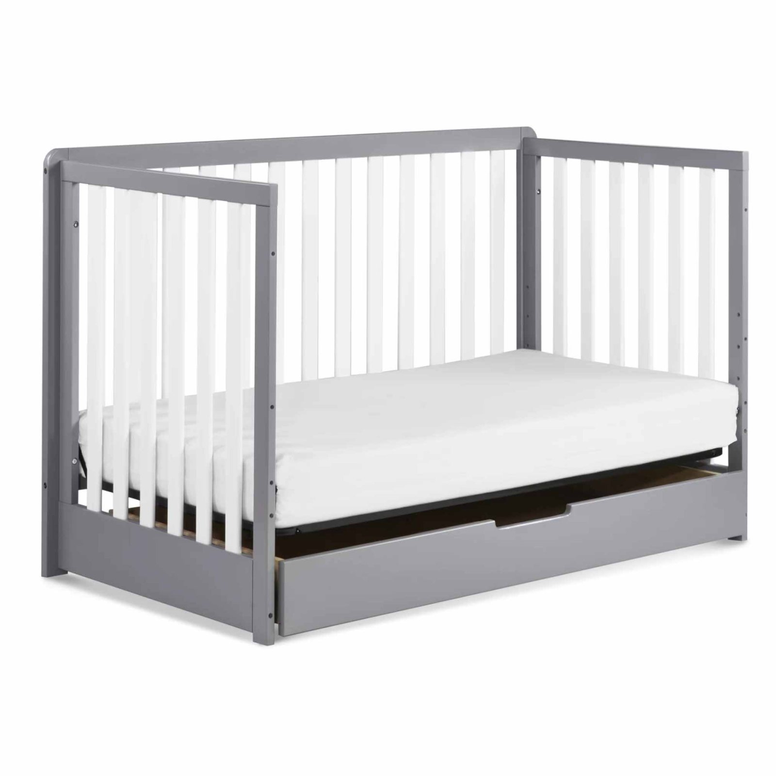 Colby 4 In 1 Convertible Crib with Trundle Drawer - Grey White
