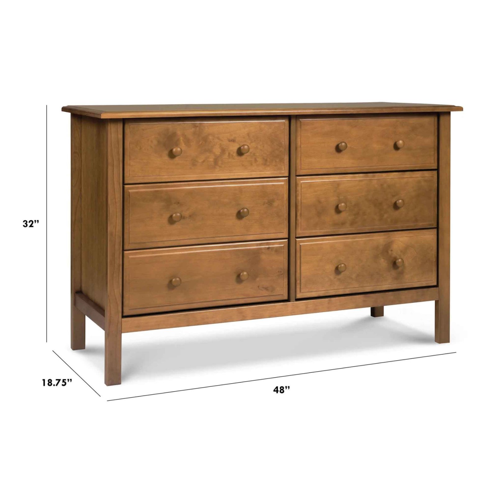 Jayden 6 Drawer Double Dresser Chestnut