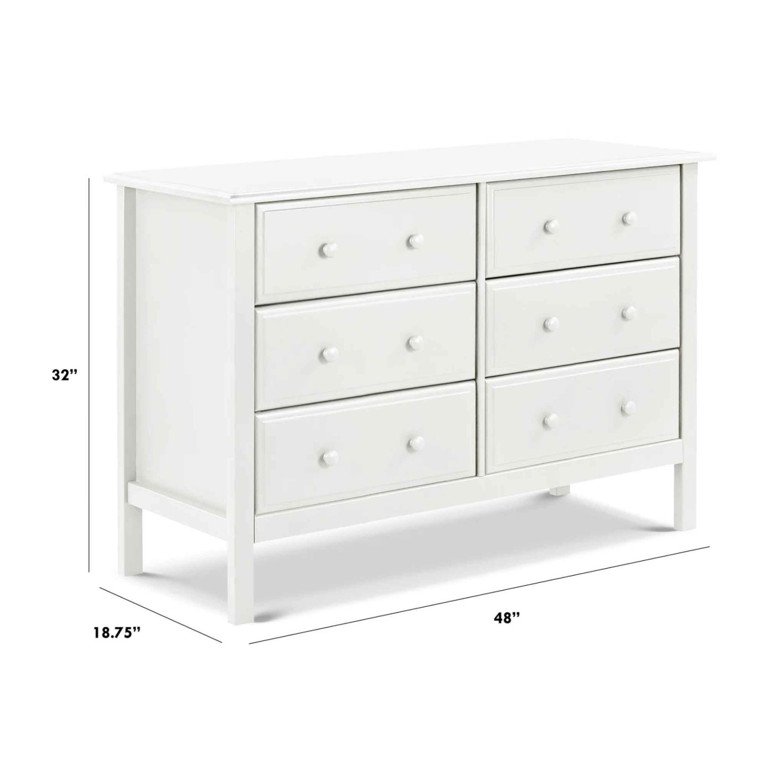 Jayden 6 Drawer Double Dresser White