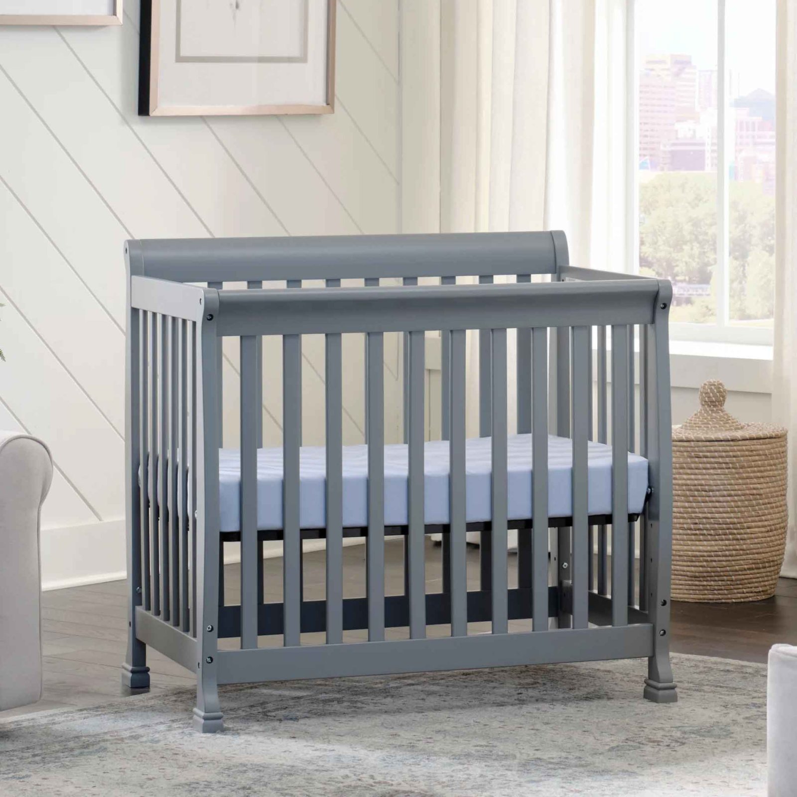 Kalani 4 In 1 Convertible Mini Crib - Grey