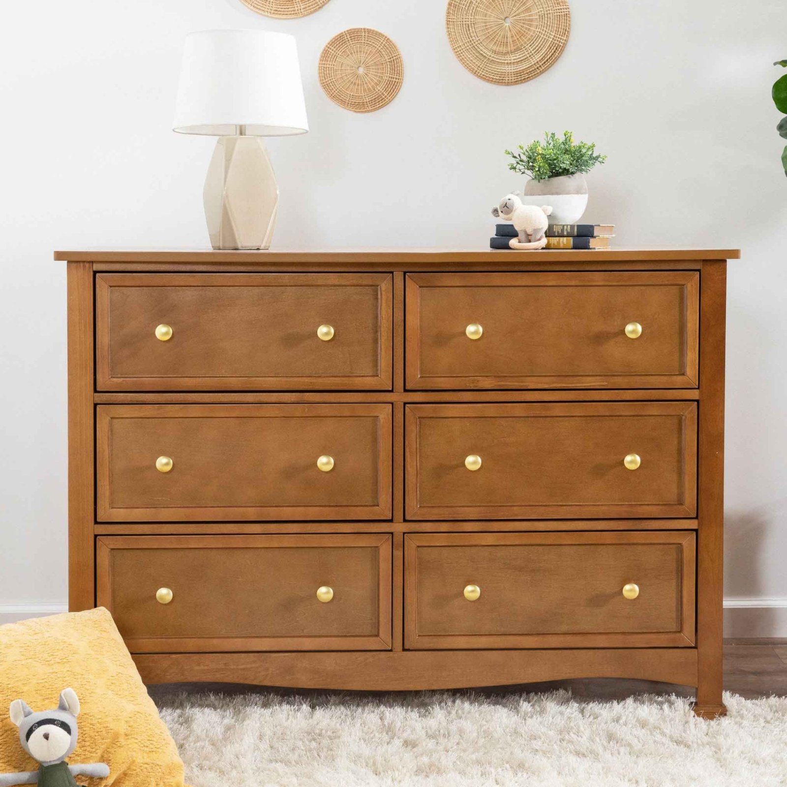Kalani 6 Drawer Double Wide Dresser Chestnut