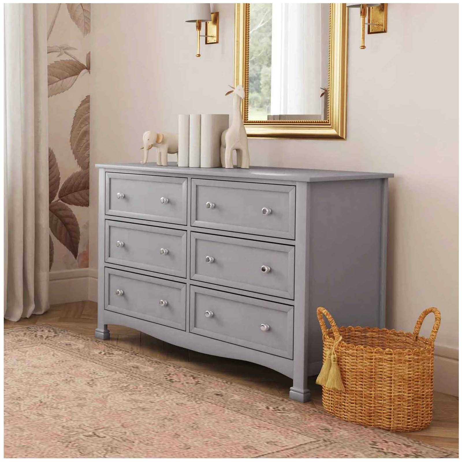 Kalani 6 Drawer Double Wide Dresser Grey
