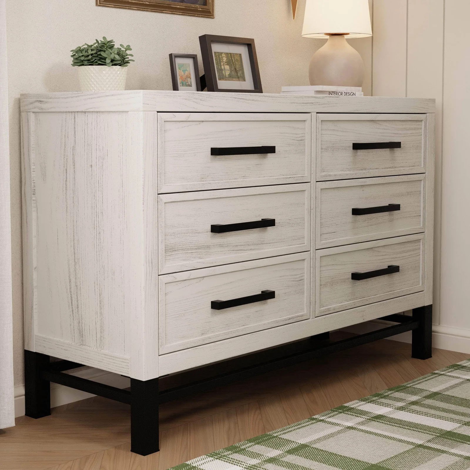 Newbern 6 Drawer Assembled Dresser - White Dirftwood