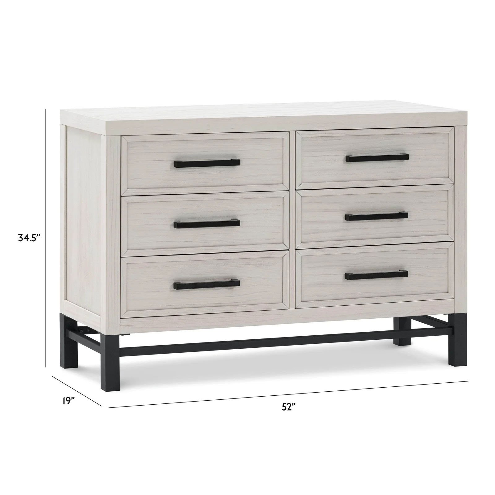 Newbern 6 Drawer Assembled Dresser - White Dirftwood