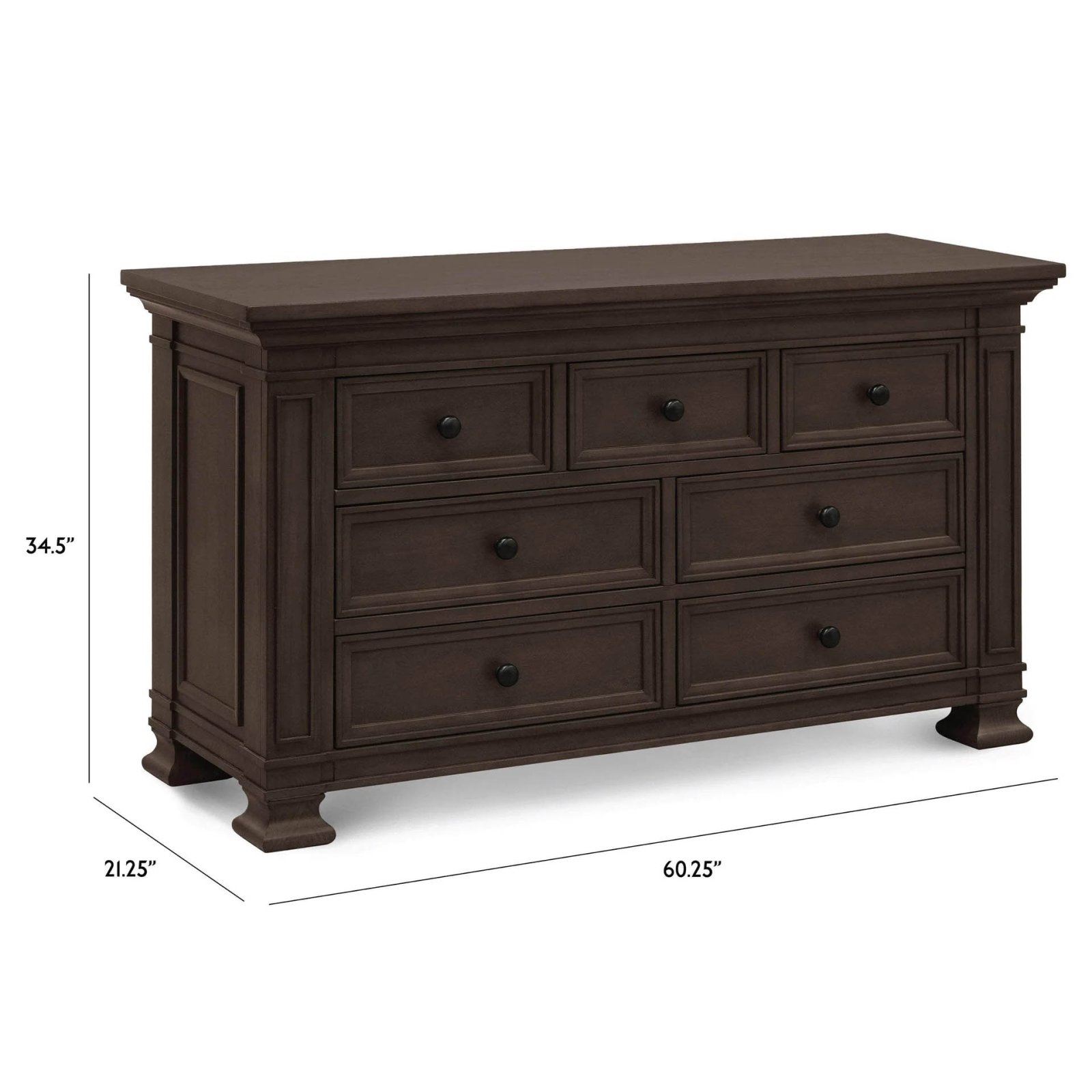Classic 7 Drawer Double Dresser - Truffle