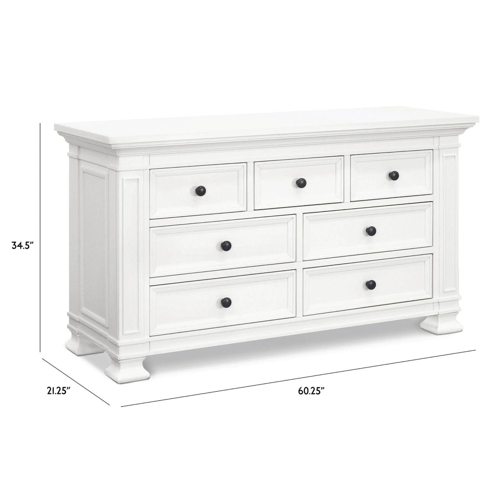 Classic 7 Drawer Double Dresser - Warm White