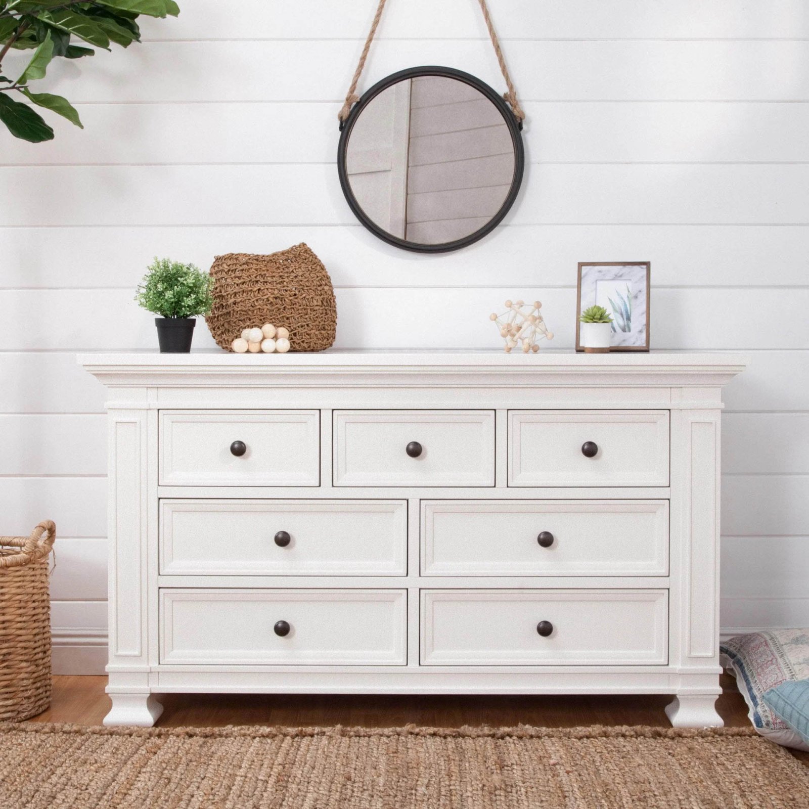 Classic 7 Drawer Double Dresser - Warm White