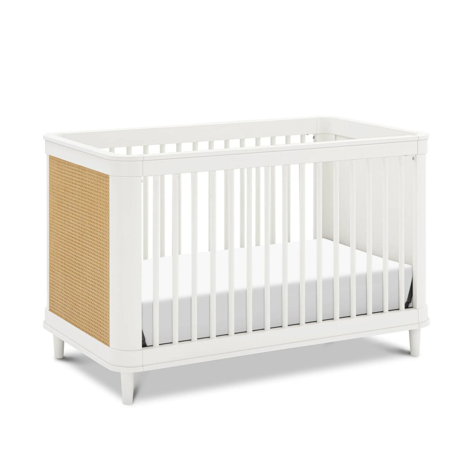 Marin with Cane 3 in 1 Convertible Crib - Warm White / Honey Cane