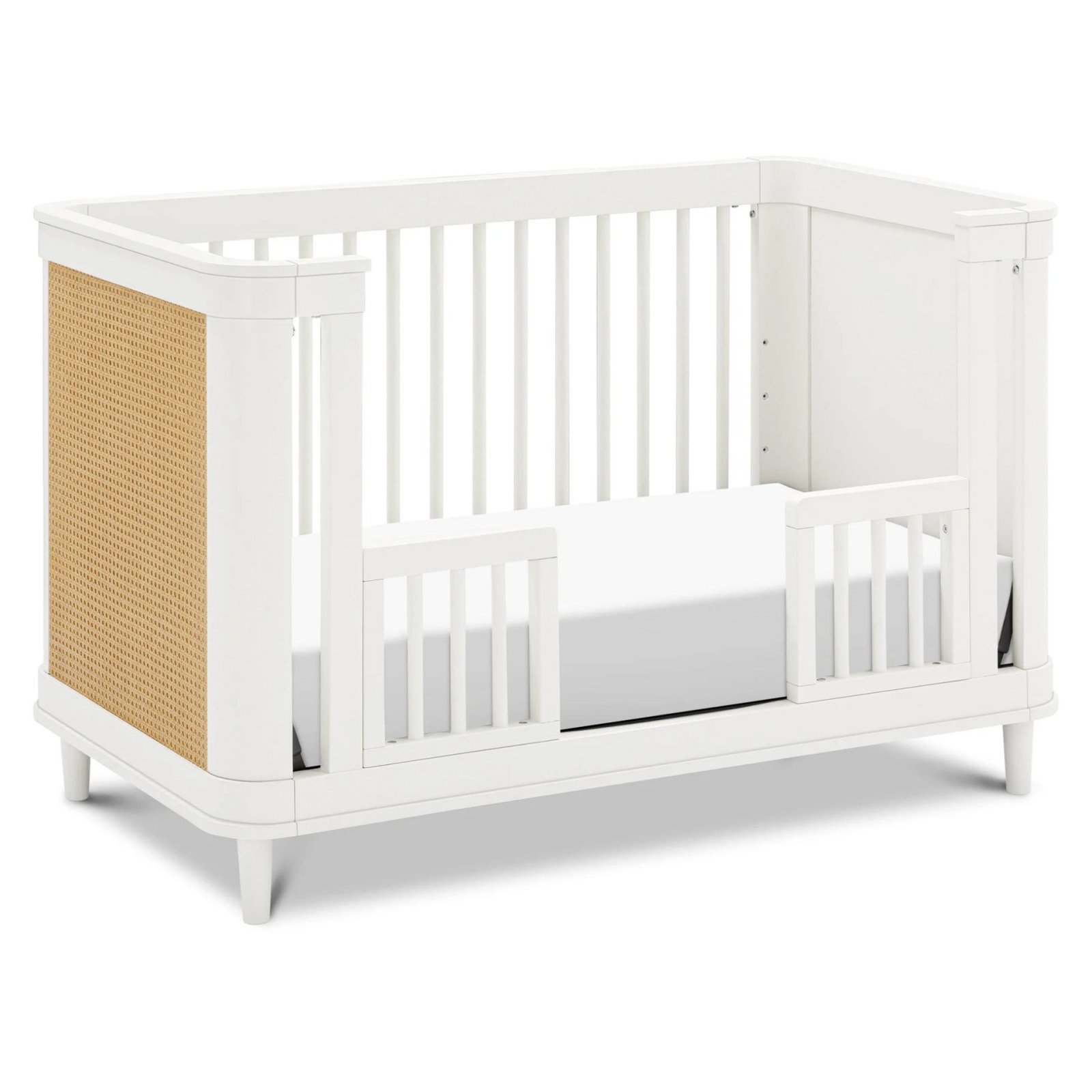 Marin with Cane 3 in 1 Convertible Crib - Warm White / Honey Cane