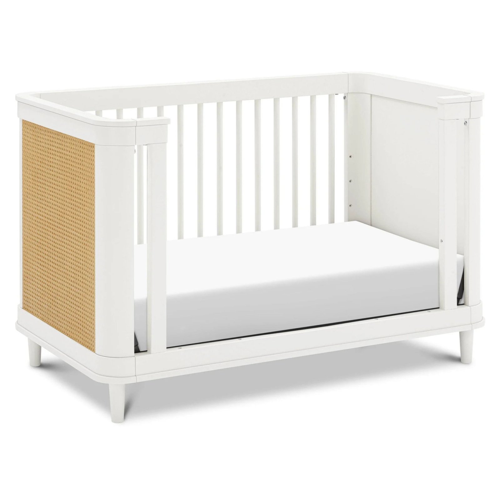 Marin with Cane 3 in 1 Convertible Crib - Warm White / Honey Cane