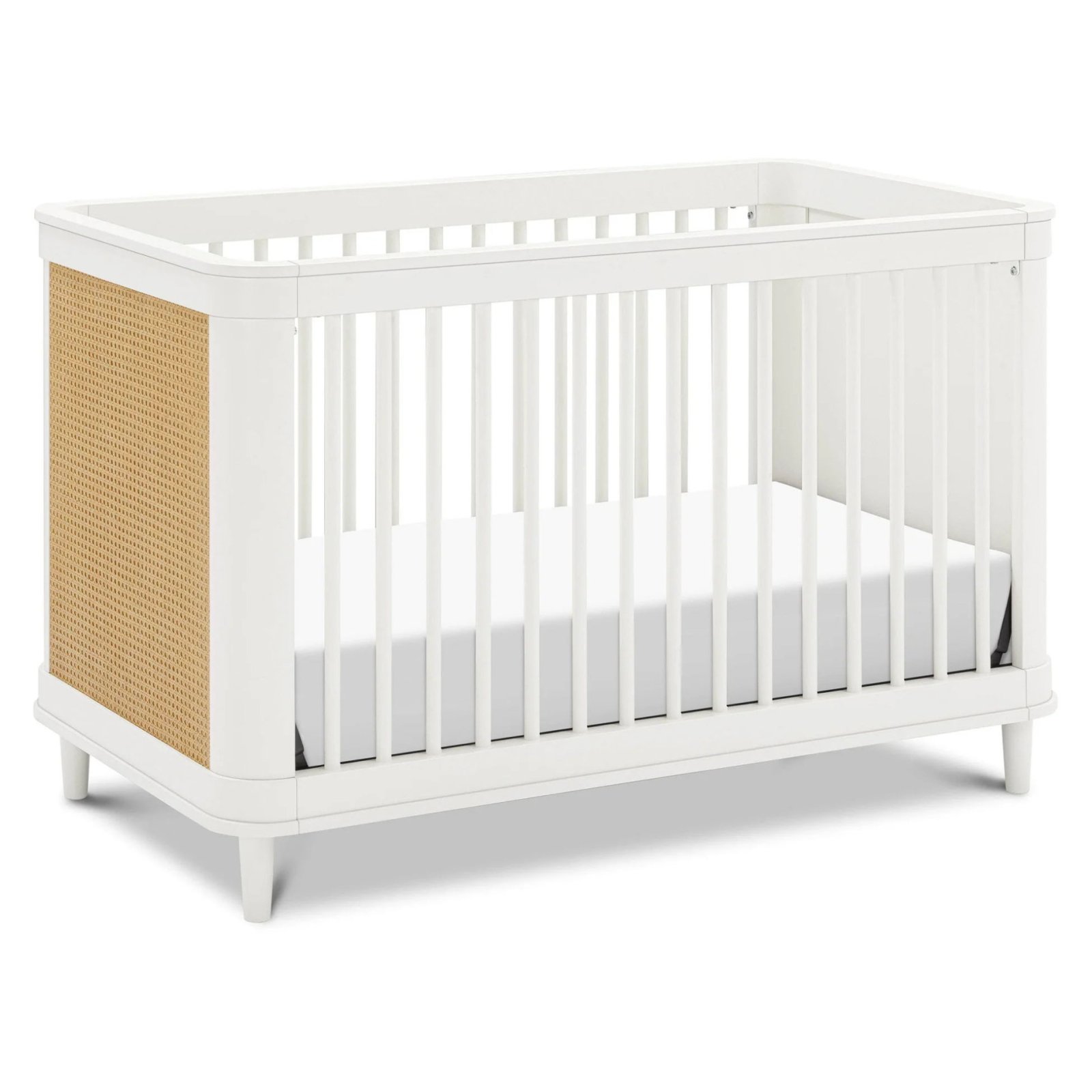 Marin with Cane 3 in 1 Convertible Crib - Warm White / Honey Cane