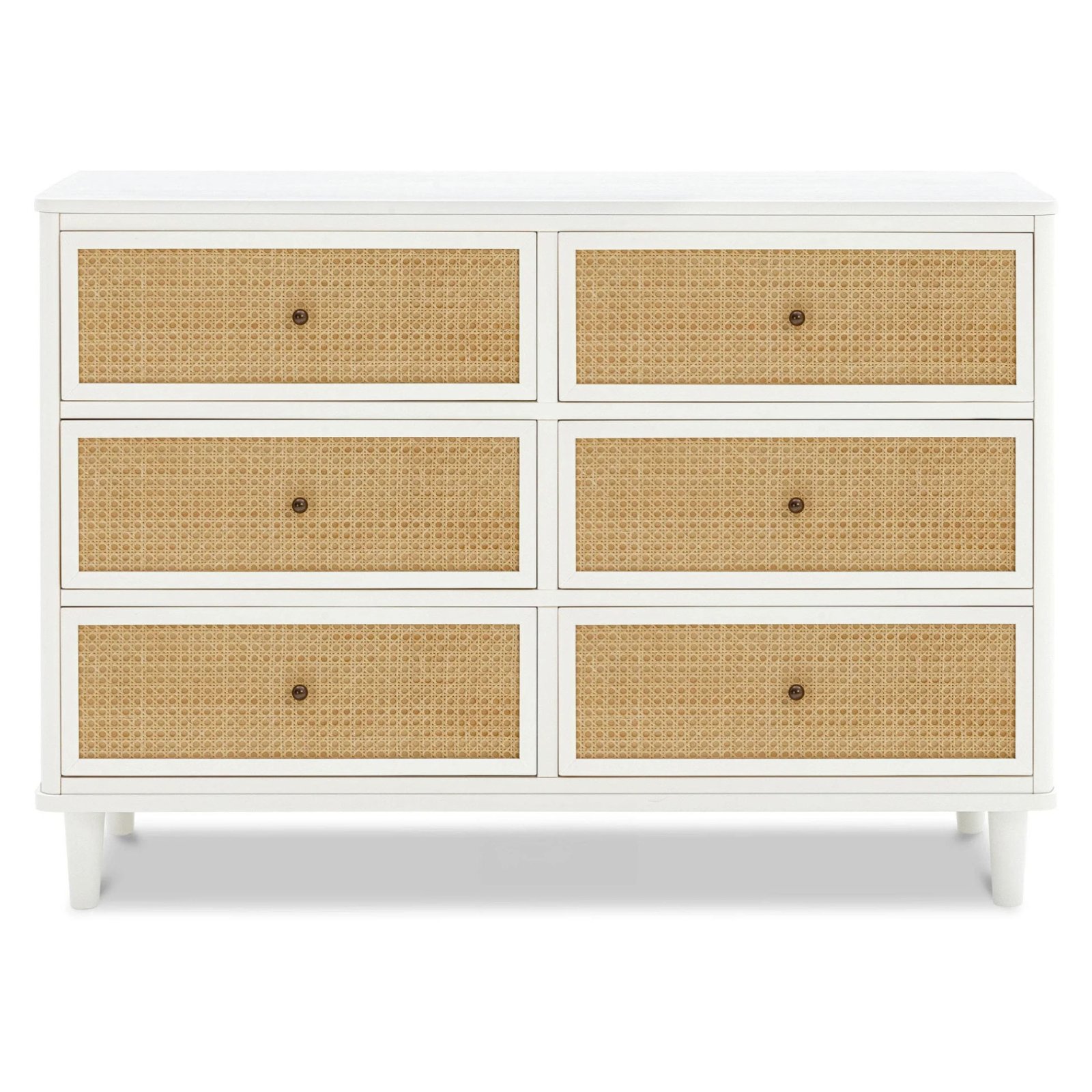 Marin with Cane 6 Drawer - Warm White and Honey Cane