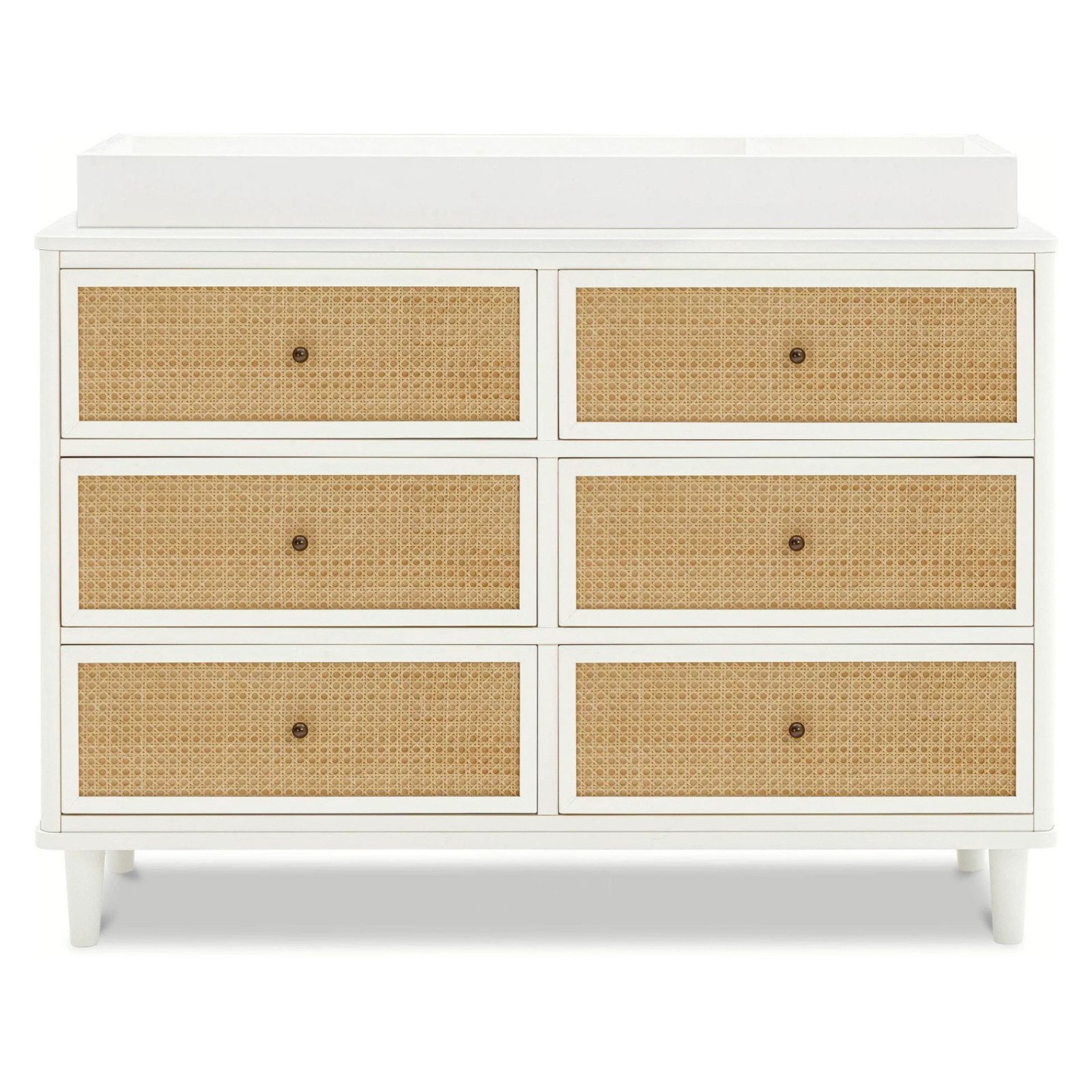 Marin with Cane 6 Drawer - Warm White and Honey Cane