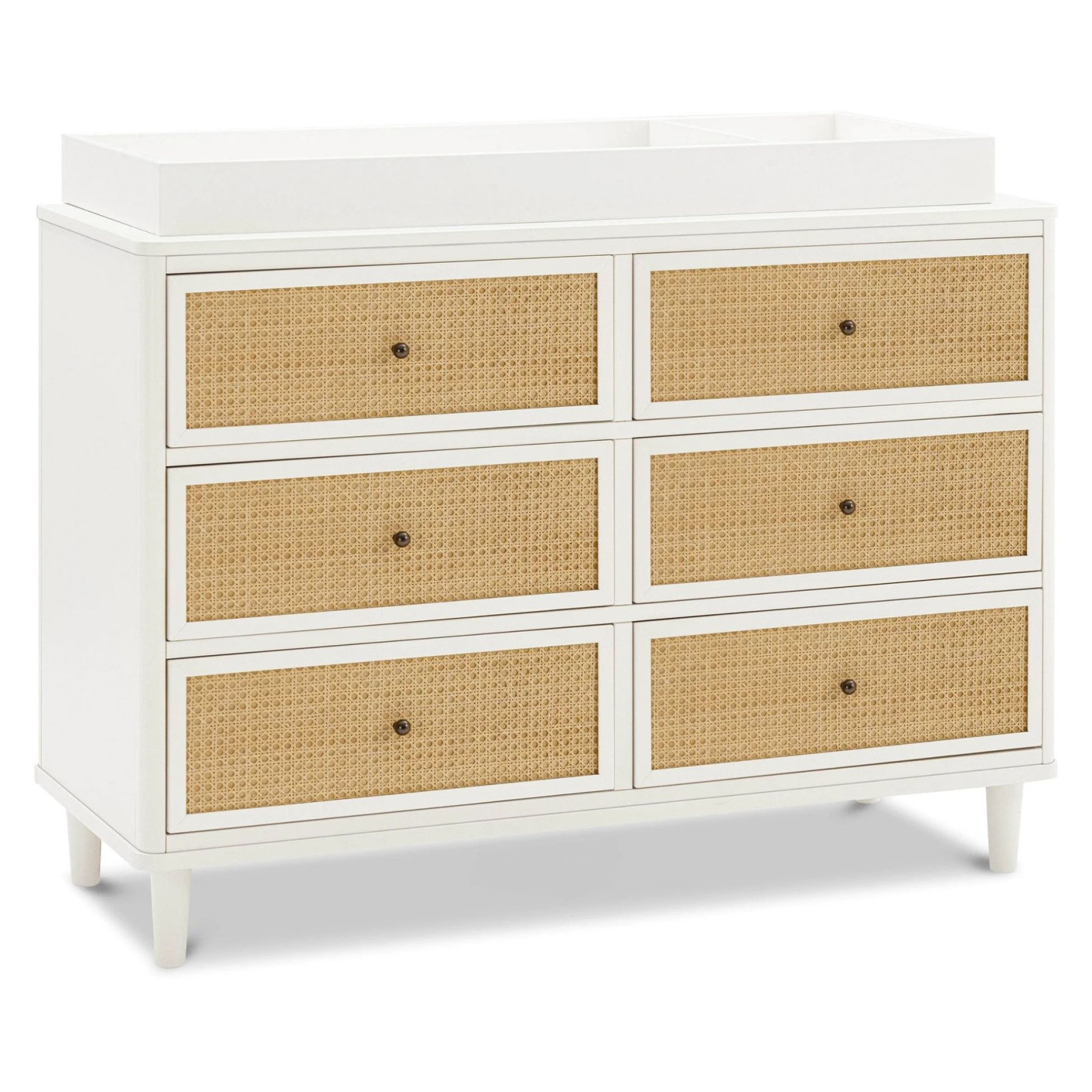 Marin with Cane 6 Drawer - Warm White and Honey Cane