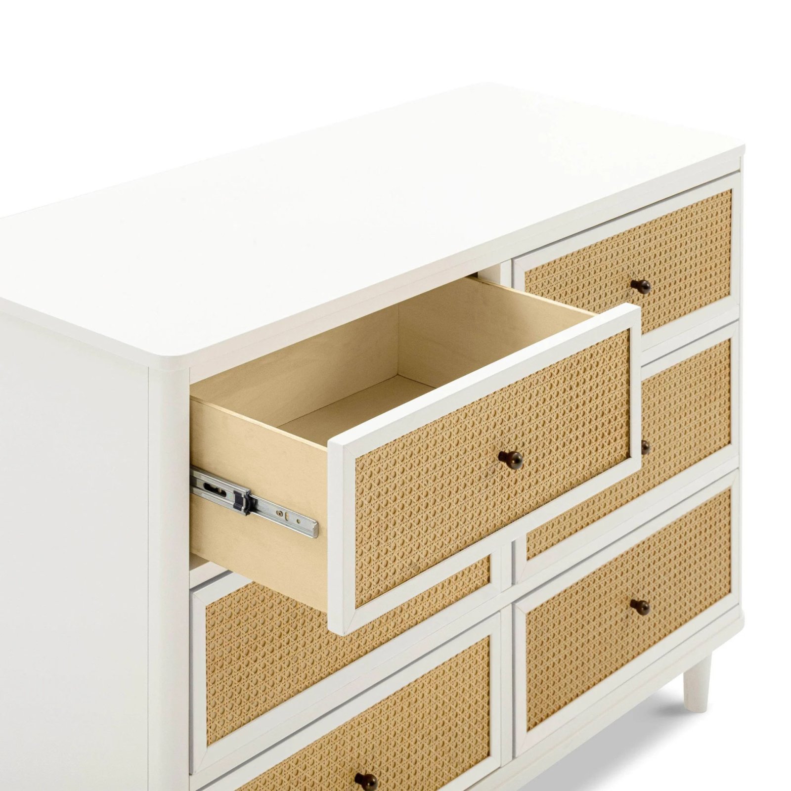 Marin with Cane 6 Drawer - Warm White and Honey Cane