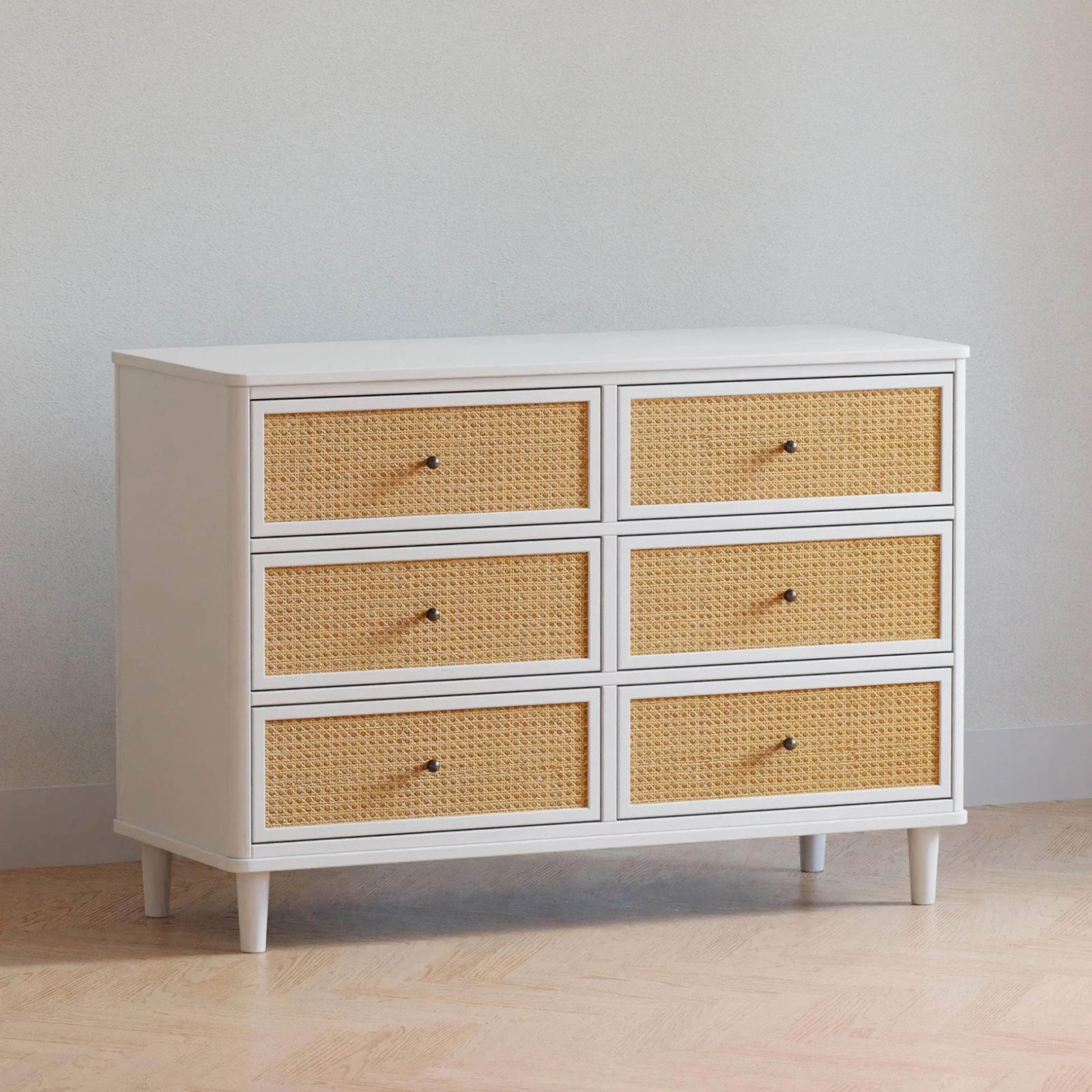 Marin with Cane 6 Drawer - Warm White and Honey Cane