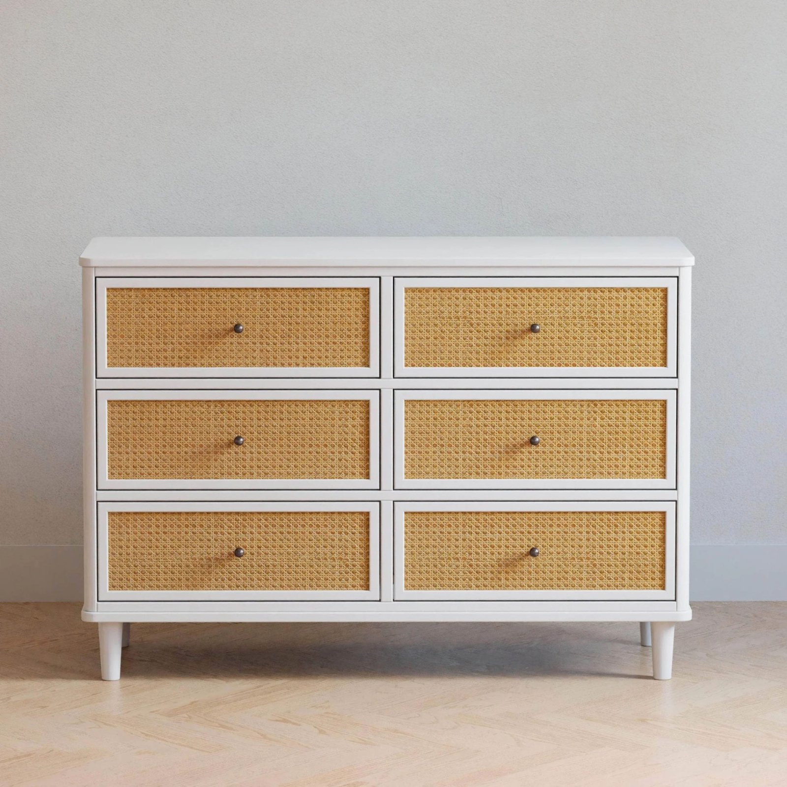 Marin with Cane 6 Drawer - Warm White and Honey Cane